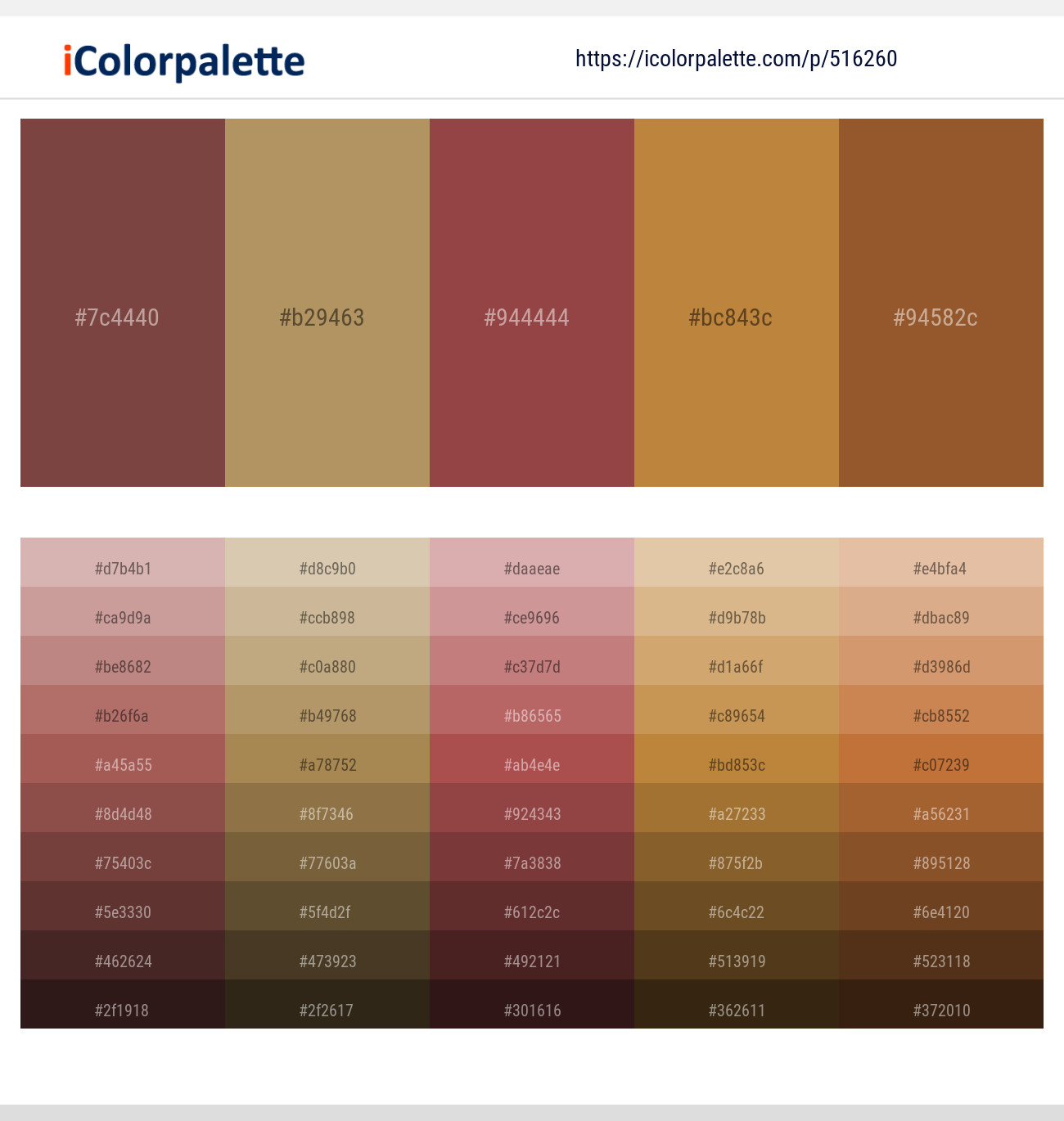 Spicy Mix – Teak – Copper Rust – Copper – Mule Fawn Color scheme