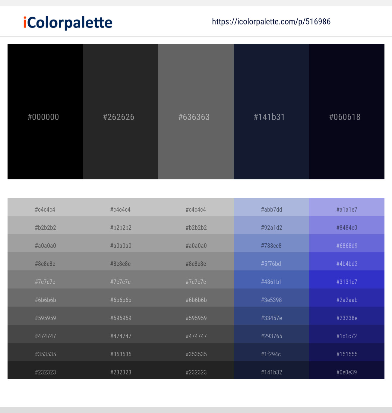 Black – Mine Shaft – Dove Gray – Big Stone – Haiti Color scheme