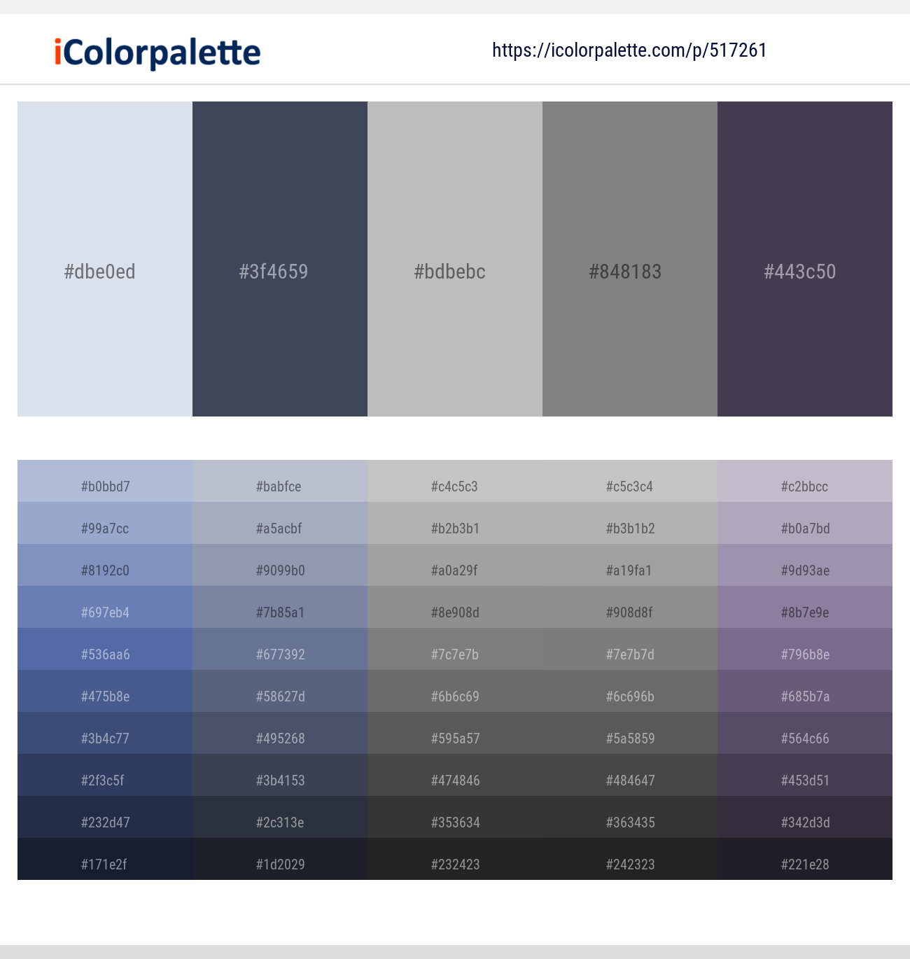Botticelli – Bright Gray – Gray Nickel – Suva Gray – Ship Gray Color scheme