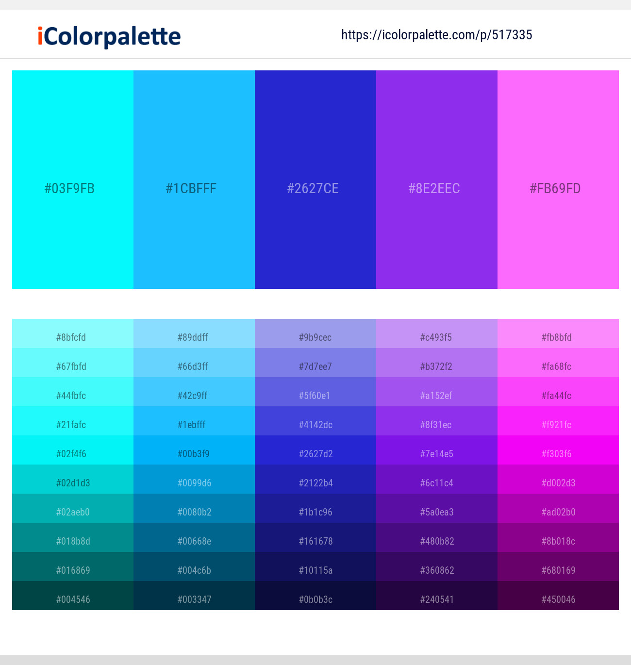 Royal Blues color palette created by 2angelgoats that consists  #010854,#030972,#050a90,#0a0eae,#080…