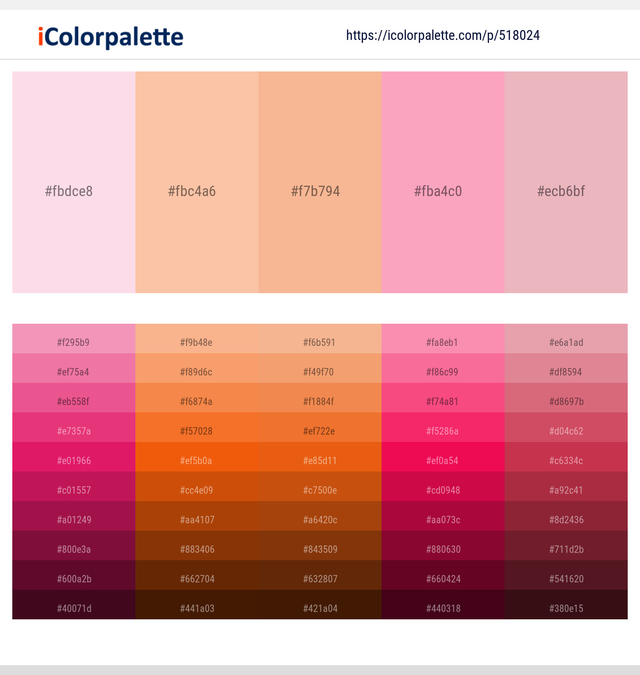 518024Classic Rose – Apricot Peach – Manhattan – Lavender Pink – Beauty Bush Color scheme