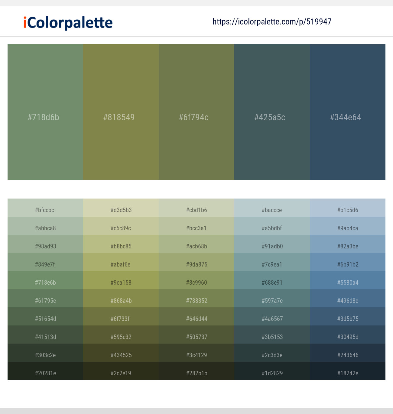Highland – Shadow – Dingley – Mineral Green – Pickled Bluewood Color scheme