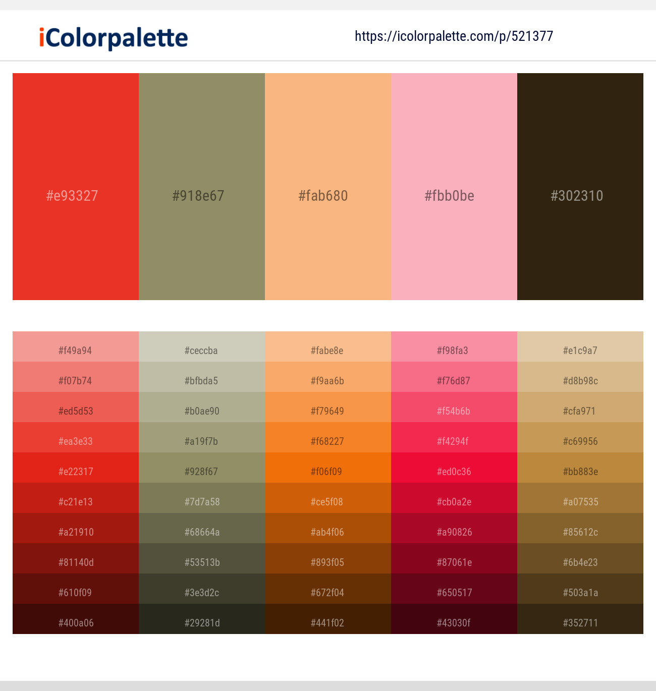521377Alizarin Crimson – Avocado – Macaroni and Cheese – Lavender Pink – Mikado Color scheme