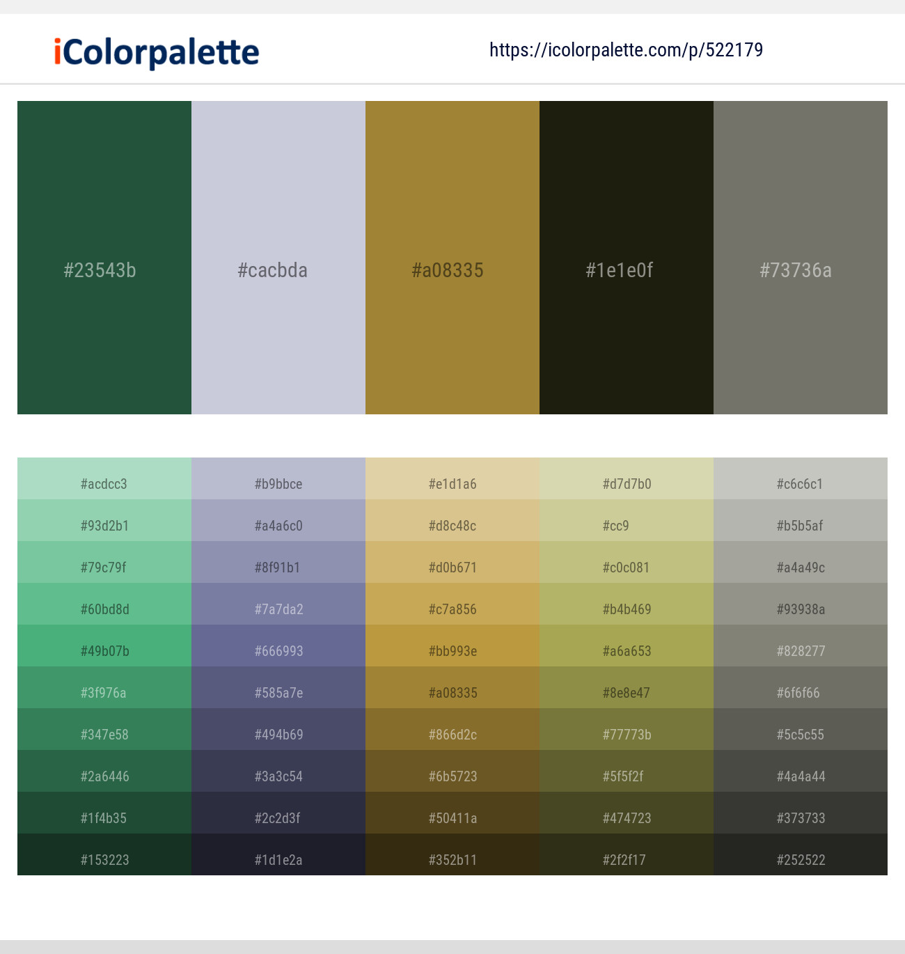 Everglade – Ghost – Luxor Gold – Eternity – Ironside Gray Color scheme