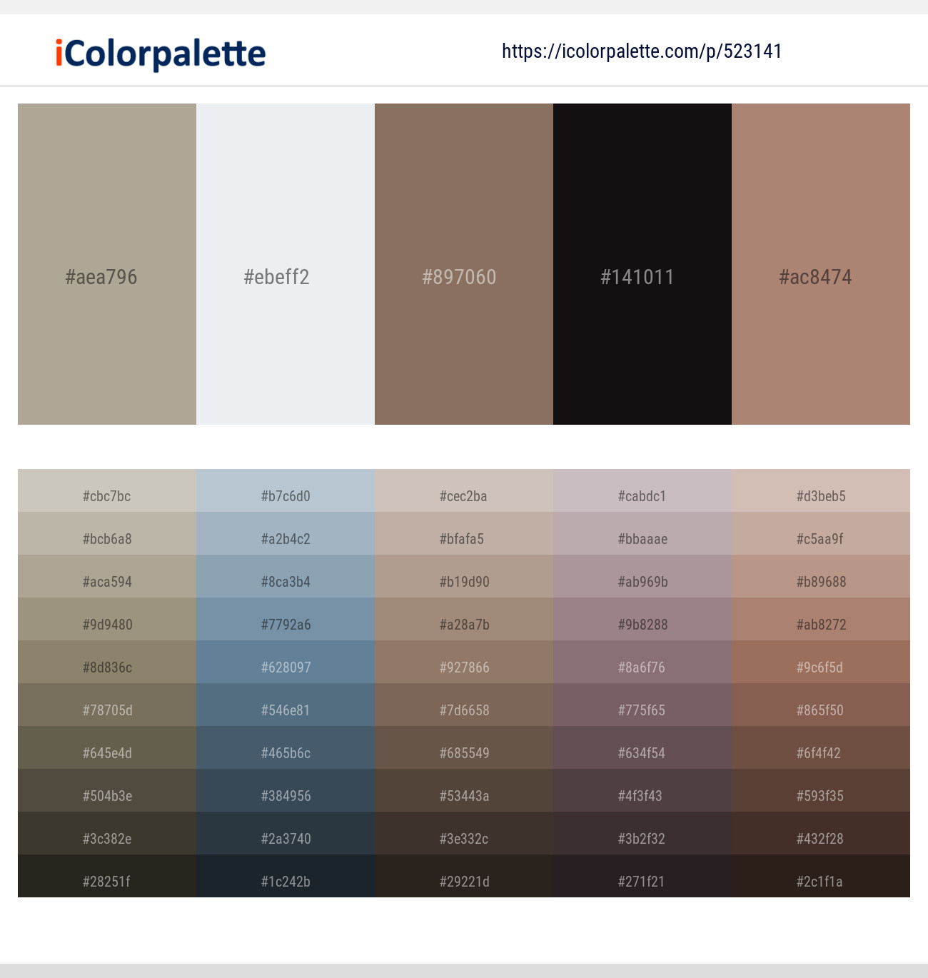 Napa – Athens Gray – Cement – Cod Gray – Sandal Color scheme