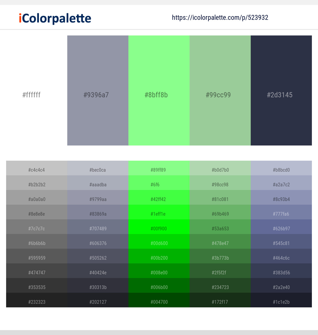 523932White – Manatee – Mint Green – De York – Ebony Clay Color scheme
