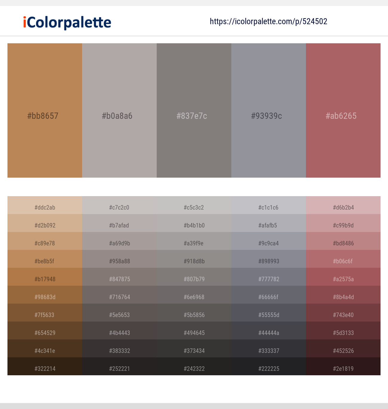 Muddy Waters – Martini – Hurricane – Manatee – Coral Tree Color scheme