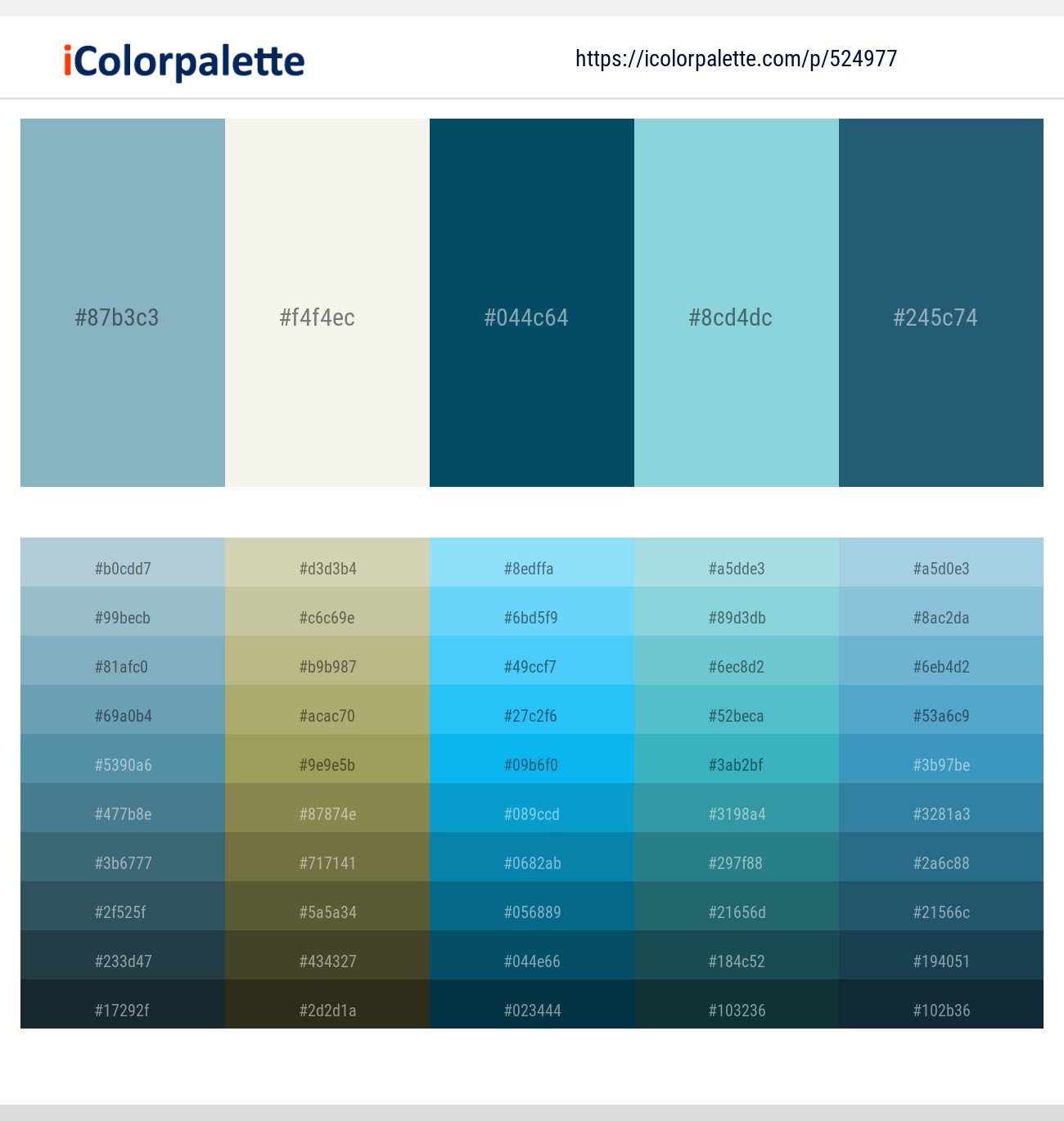 Glacier – Pampas – Teal Blue – Morning Glory – Astronaut Color scheme