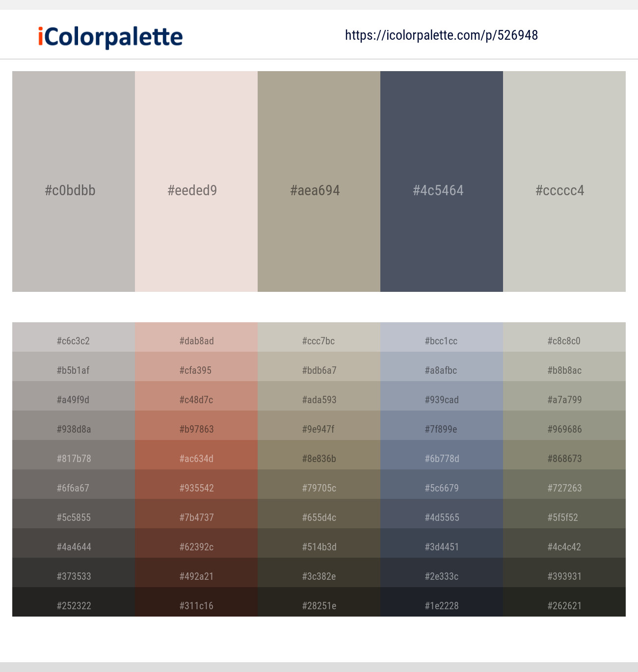 Cloud – Bizarre – Napa – Trout – Celeste Color scheme