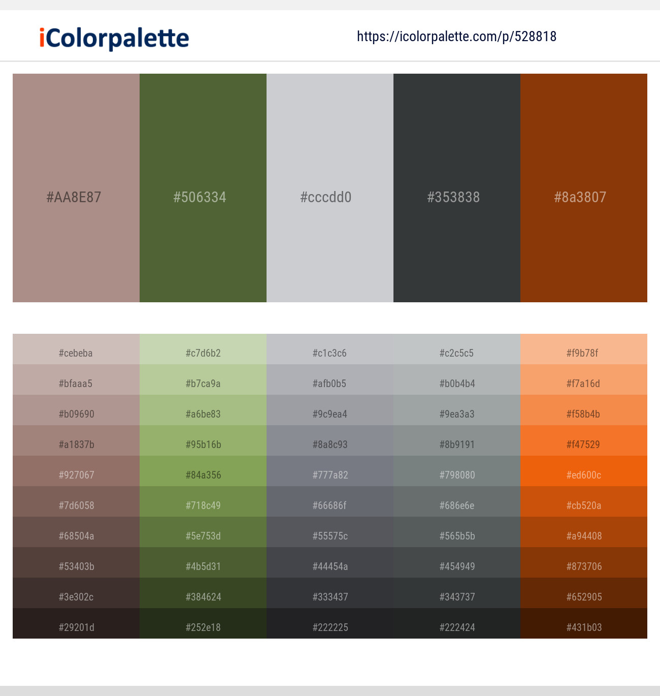 Pharlap – Chalet Green – Iron – Cape Cod – Peru Tan Color scheme