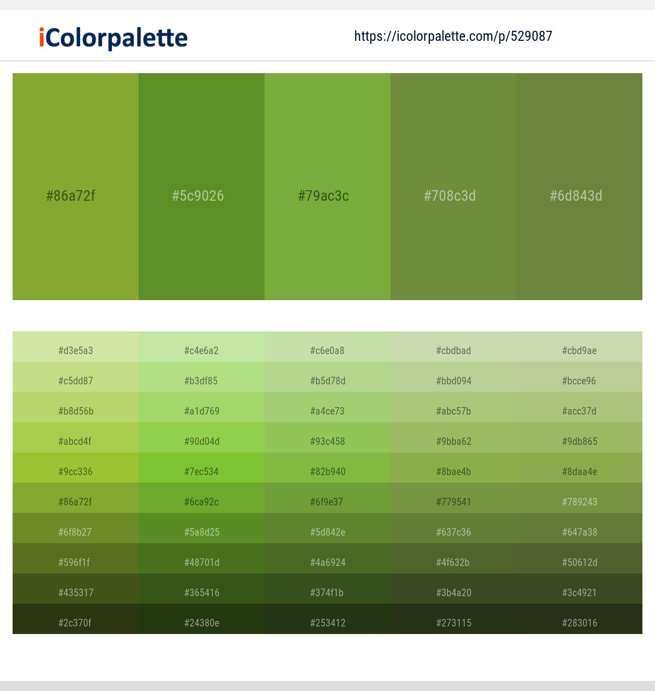 Sushi – Olive Drab – Sushi – Sycamore – Pesto Color scheme
