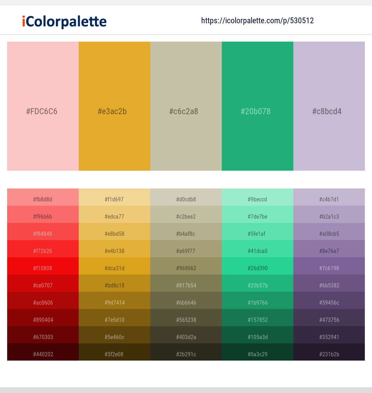 Your Pink – Golden Grass – Coral Reef – Mountain Meadow – Lavender Gray Color scheme
