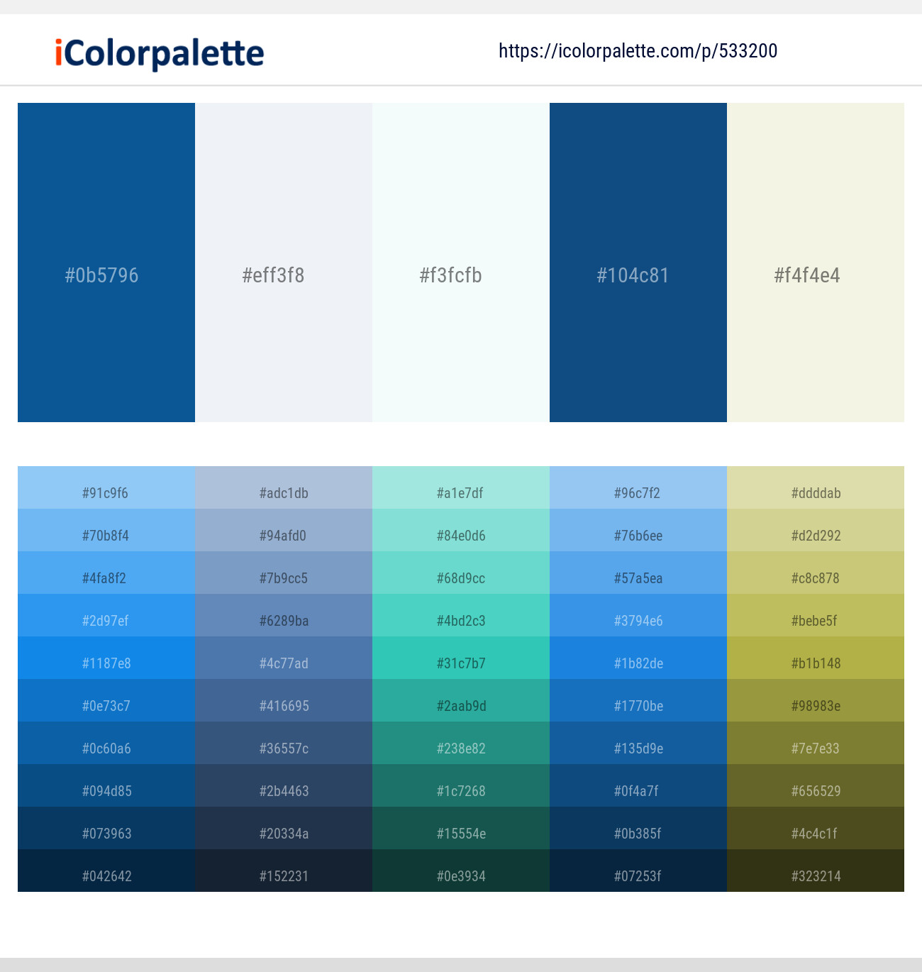 533200Venice Blue – Catskill White – Polar – Chathams Blue – Ecru White Color scheme