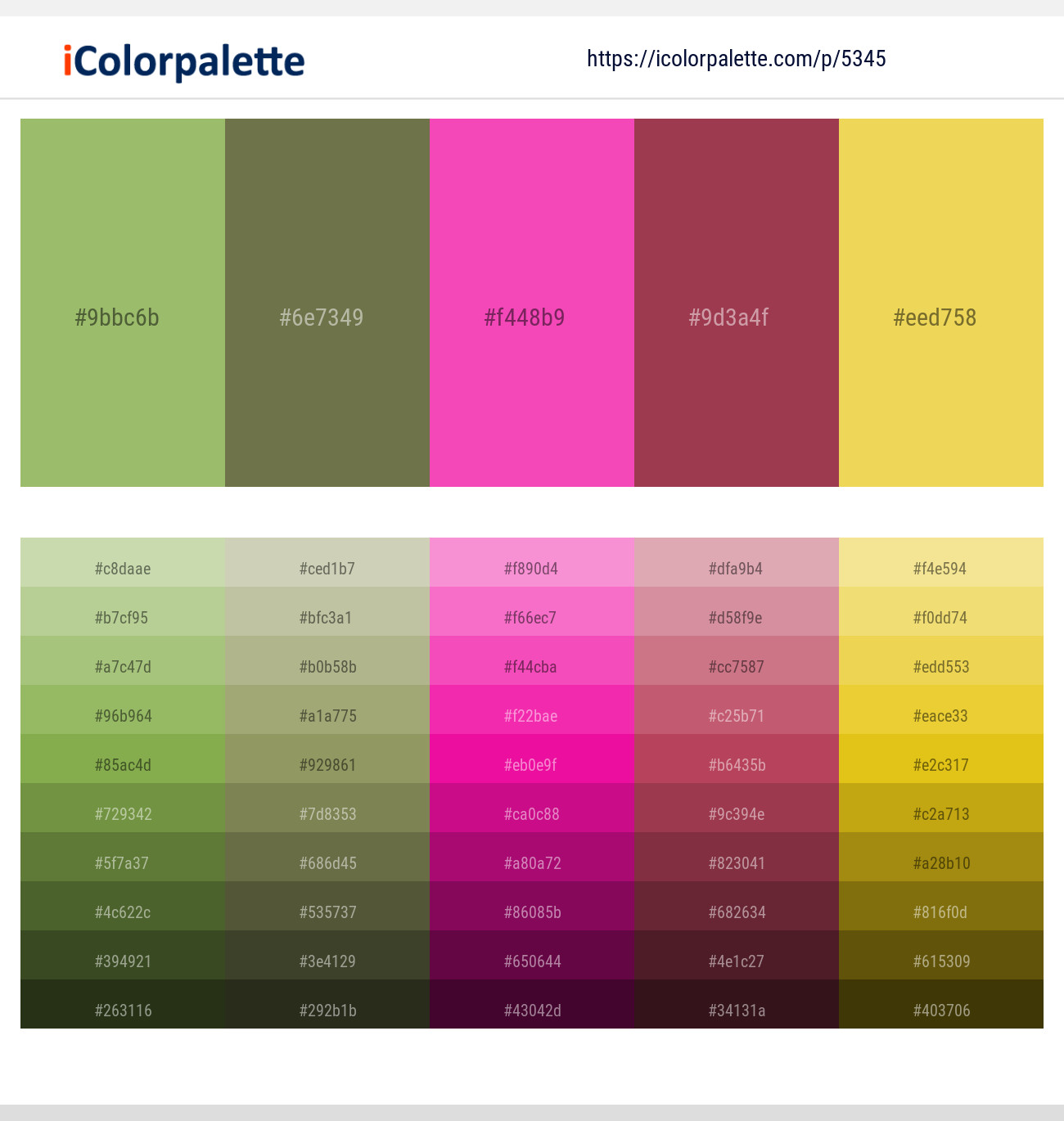 Olivine – Go Ben – Brilliant Rose – Vin Rouge – Confetti Color scheme