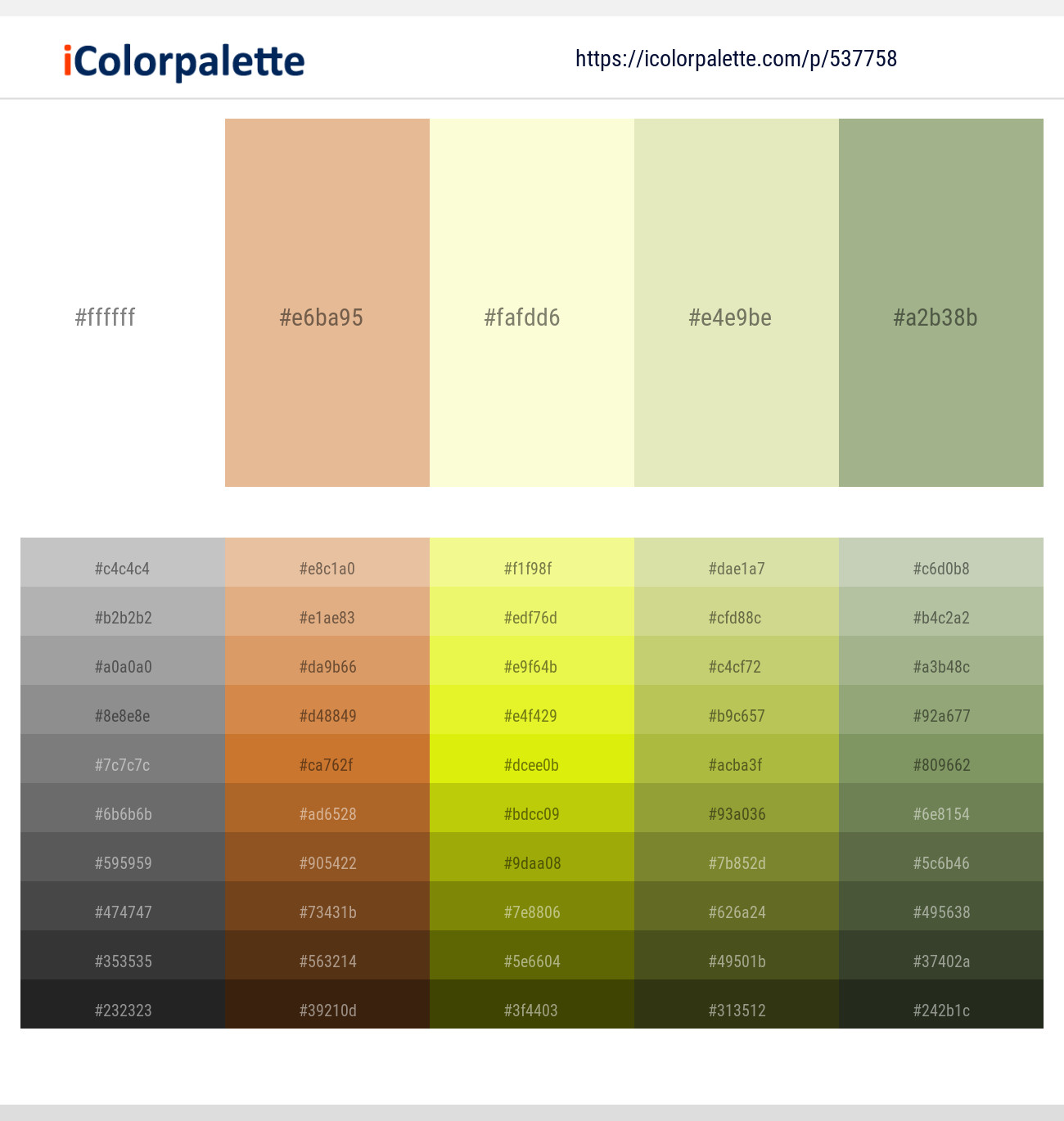 537758White – Gold Sand – Mimosa – Fall Green – Swamp Green Color scheme
