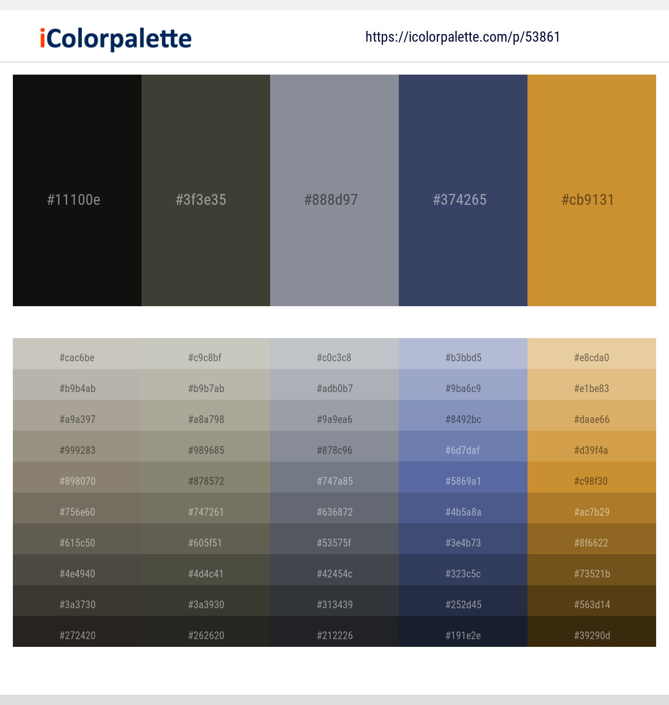 Cod Gray – Armadillo – Oslo Gray – Pickled Bluewood – Brandy Punch Color scheme