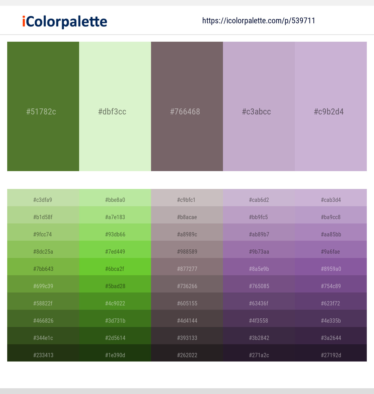 Crete – Tea Green – Falcon – London Hue – Lavender Gray Color scheme