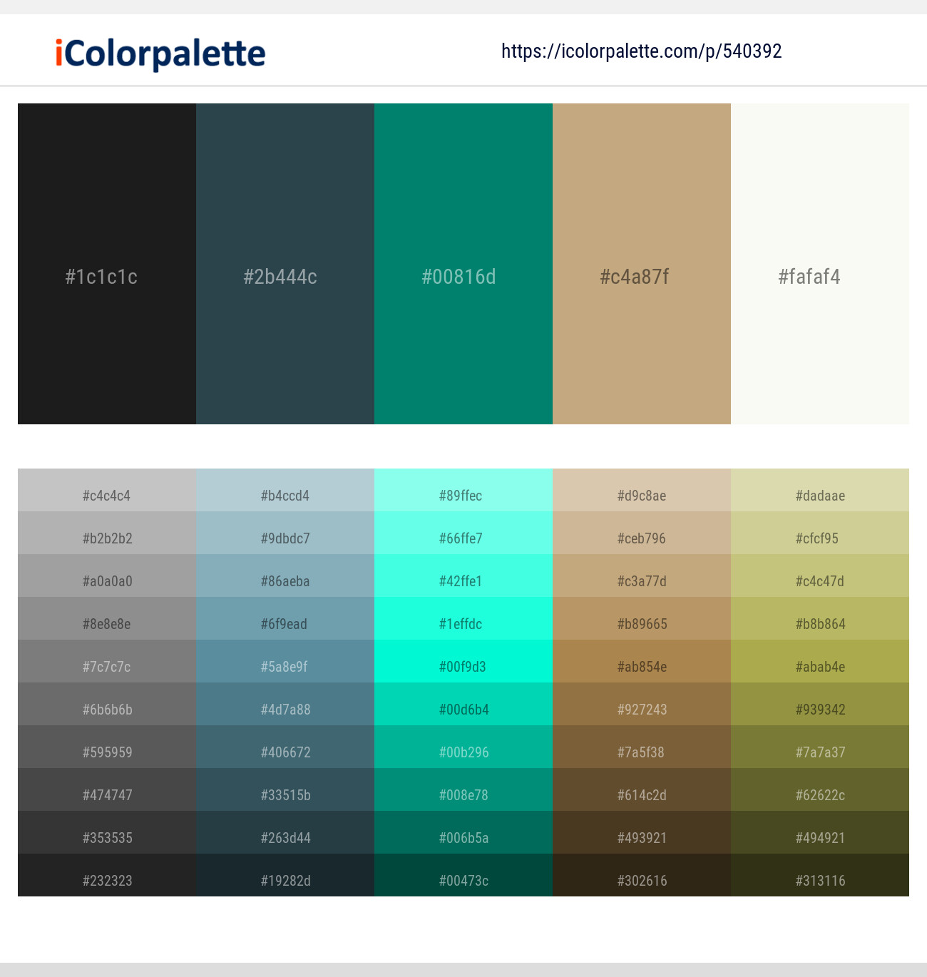 Cod Gray – Pickled Bluewood – Deep Sea – Sorrell Brown – Spring Wood Color scheme