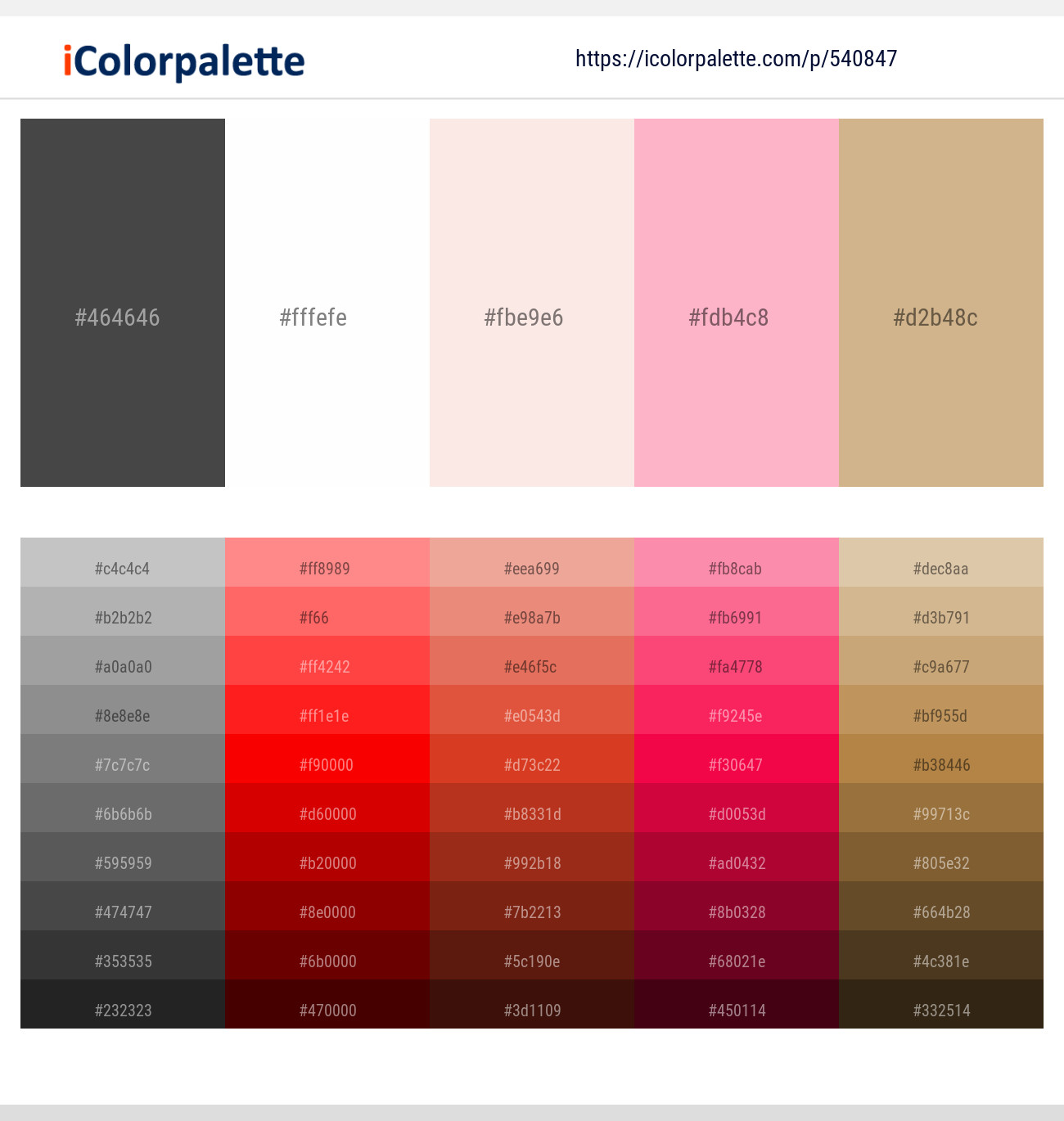 540847Tundora – Rose White – Linen – Lavender Pink – Tan Color scheme