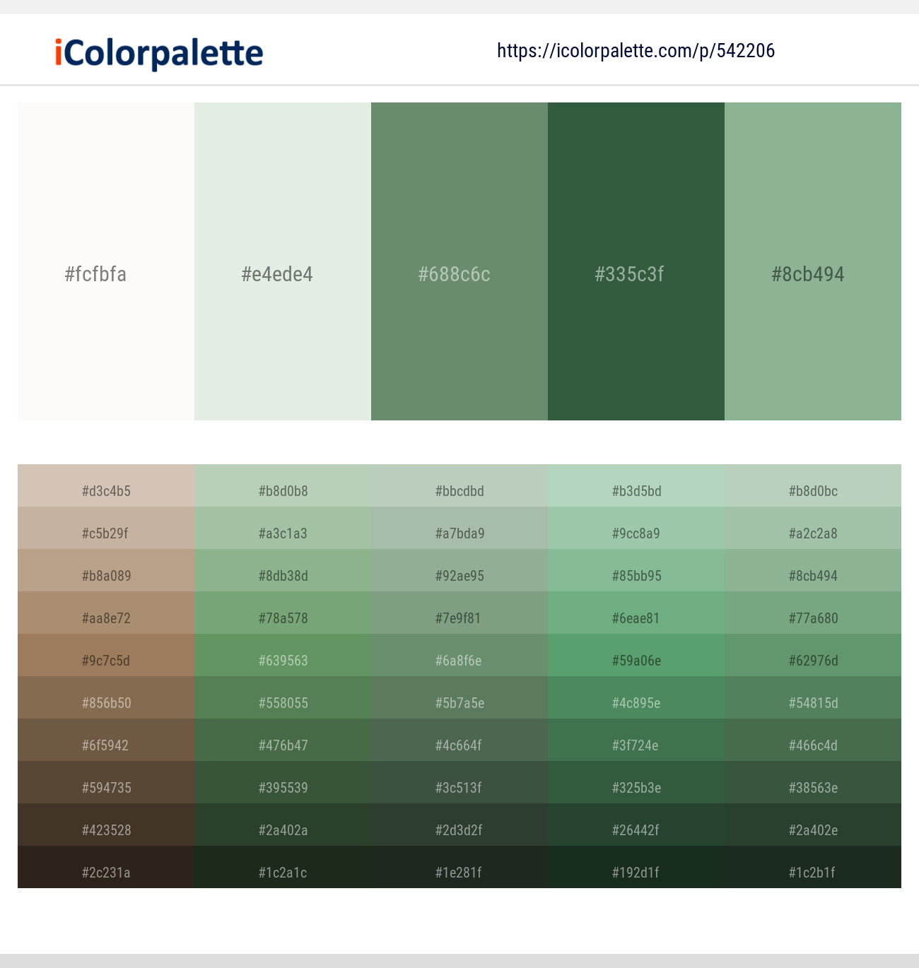 542206Pampas – Gray Nurse – Viridian Green – Killarney – Bay Leaf Color scheme
