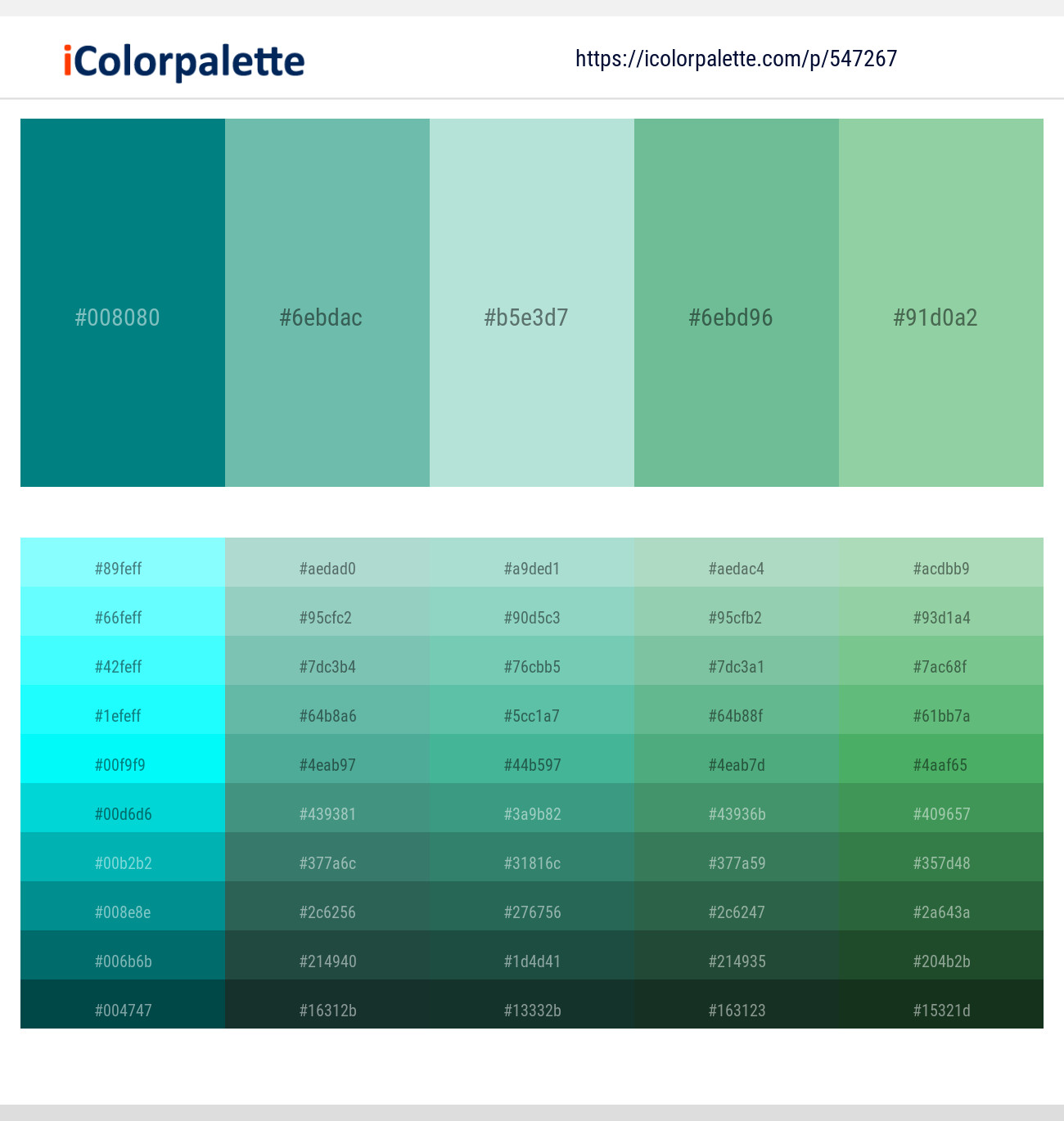 547267Teal – Tradewind – Jagged Ice – Silver Tree – Vista Blue Color scheme