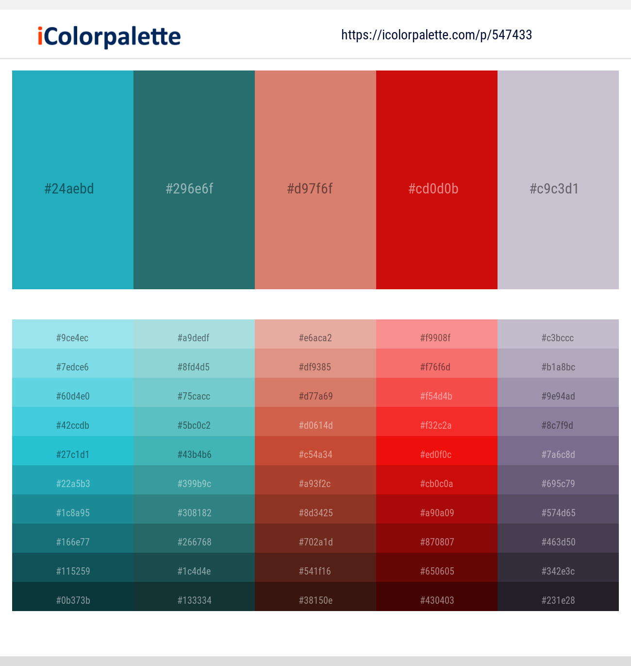 24 Shades of Red Color Palette –