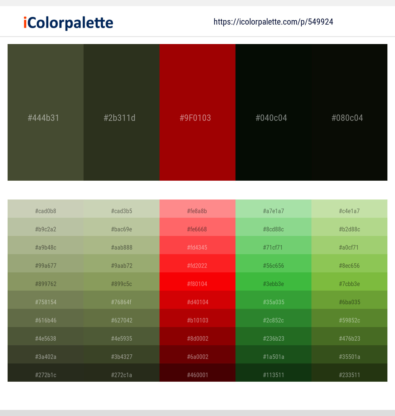 Kelp – Green Kelp – Sangria – Black Bean – Gordons Green Color scheme