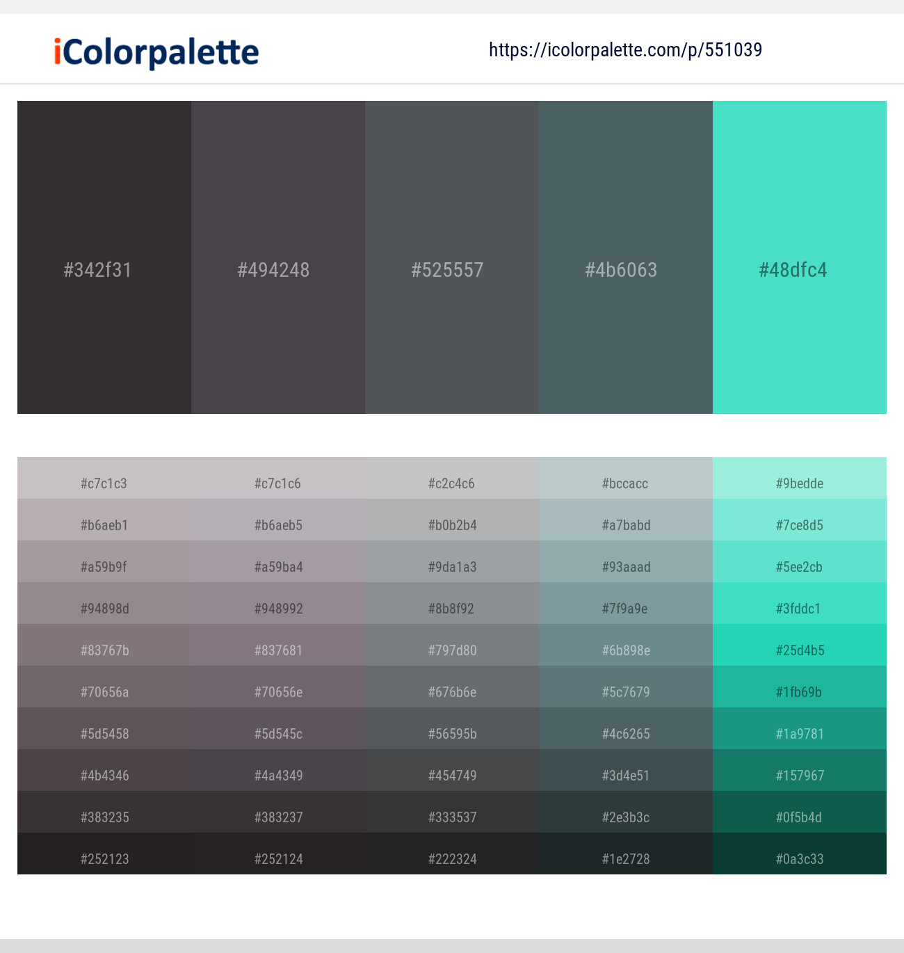 Thunder – Tundora – Abbey – River Bed – Turquoise Color scheme