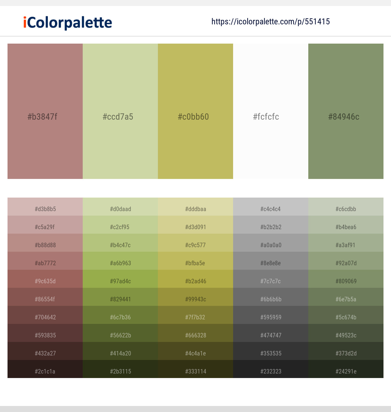 551415Brandy Rose – Pine Glade – Celery – Alabaster – Battleship Gray Color scheme