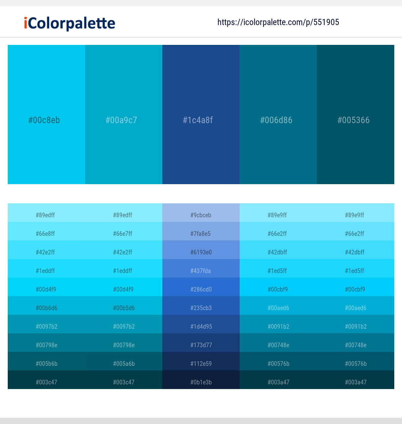 170+ Latest Color Schemes with Pacific Blue Color tone