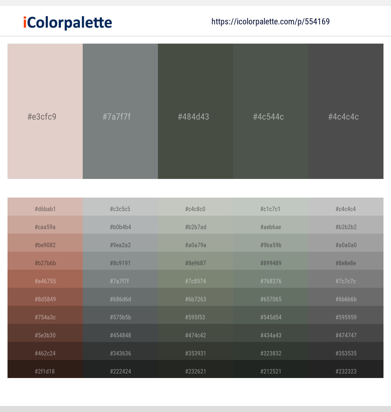 Dust Storm – Sirocco – Cabbage Pont – Gray Asparagus – Tundora Color scheme