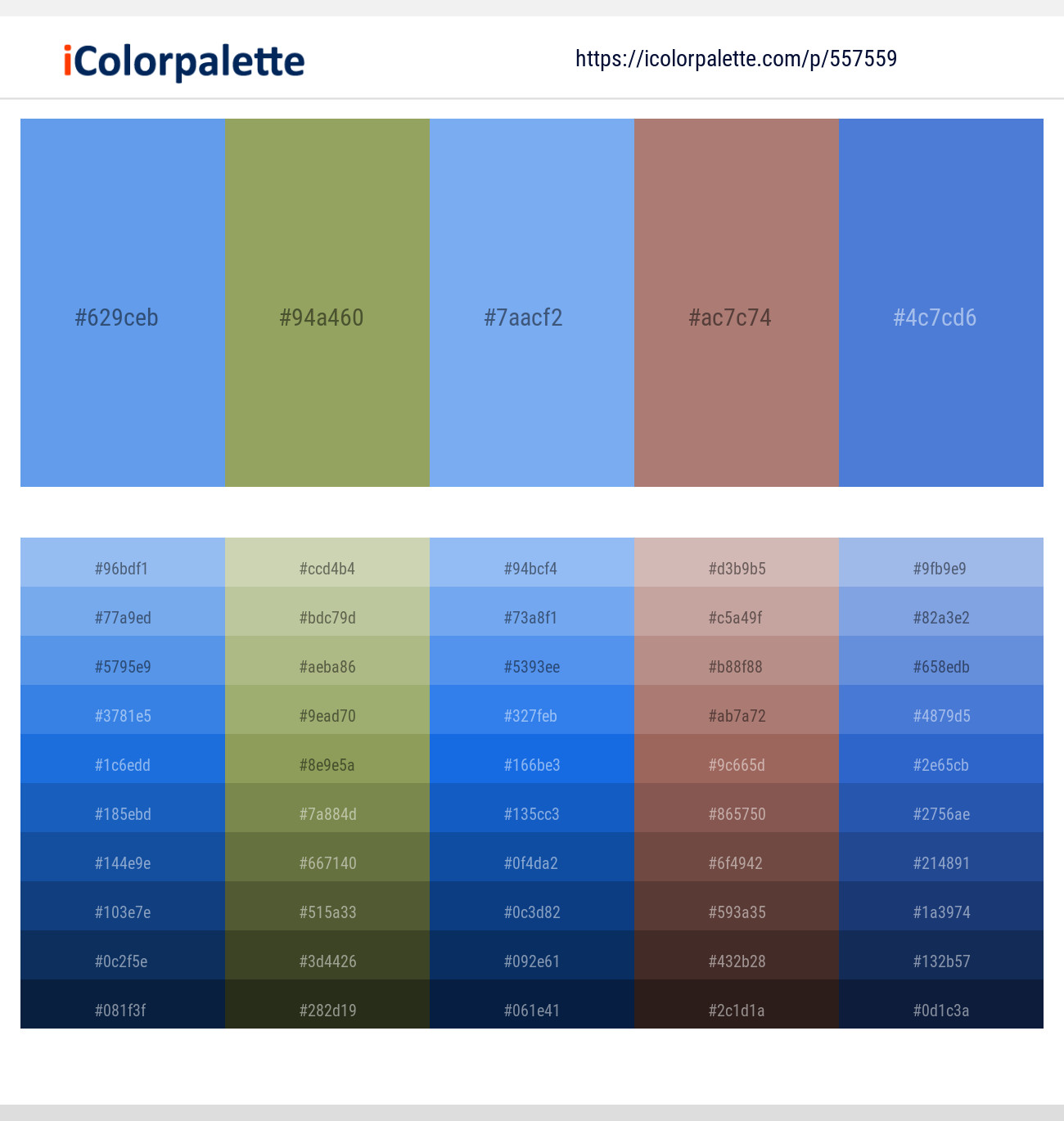 Cornflower Blue – Chelsea Cucumber – Jordy Blue – Coral Tree – Havelock Blue Color scheme