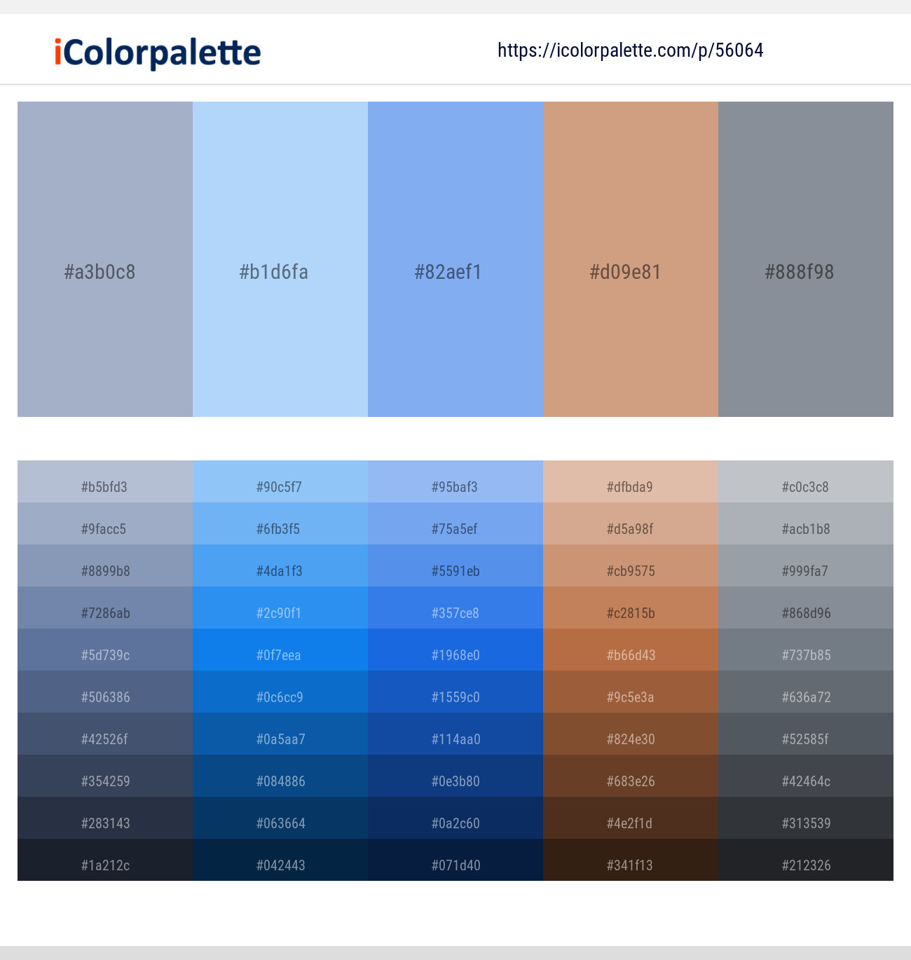 Rock Blue – Sail – Jordy Blue – My Pink – Oslo Gray Color scheme