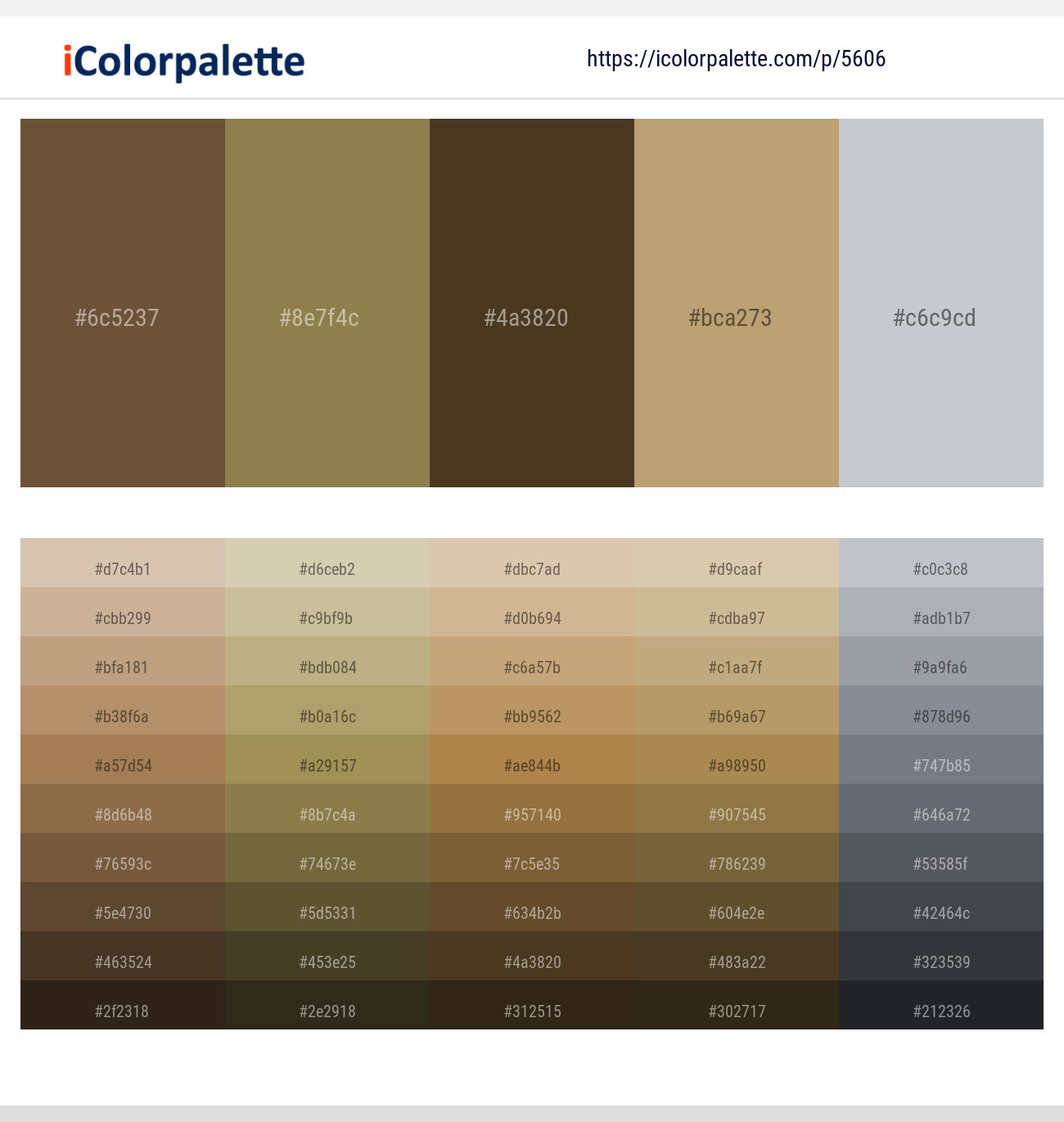 Shingle Fawn – Shadow – Iroko – Gimblet – Silver Sand Color scheme