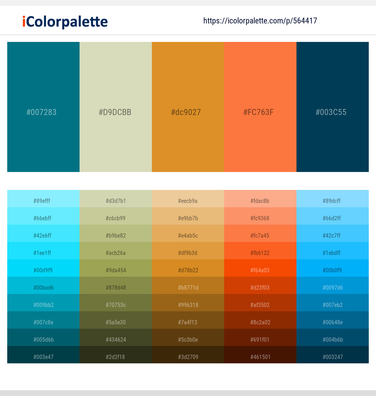 Prussian Blue and Yellow Color Palette