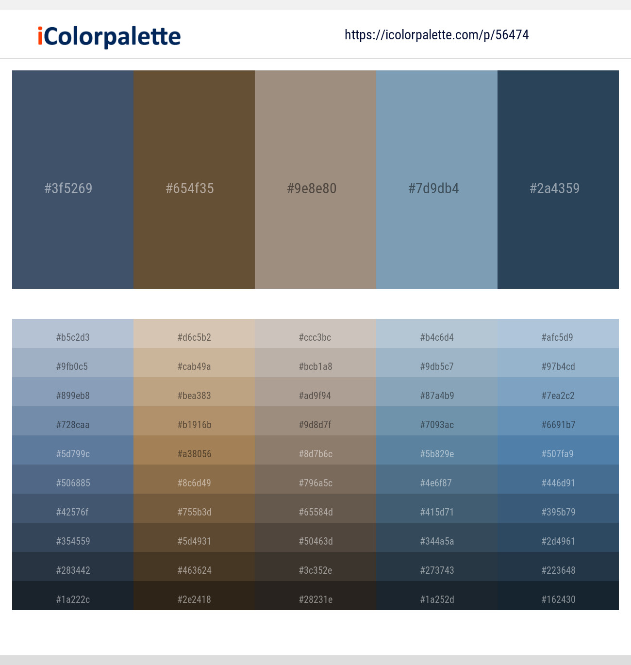 Fiord – Shingle Fawn – Pale Oyster – Bali Hai – Rhino Color scheme