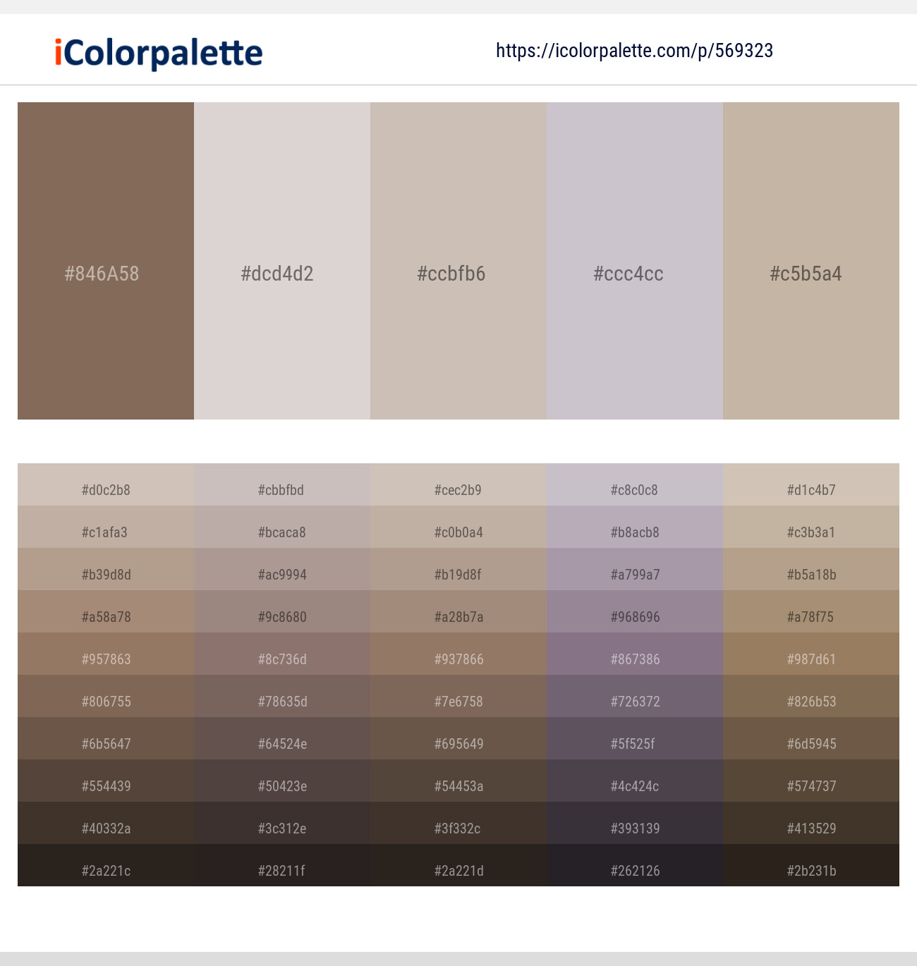 569323Domino – Swiss Coffee – Silver Rust – Pale Slate – Bison Hide Color scheme