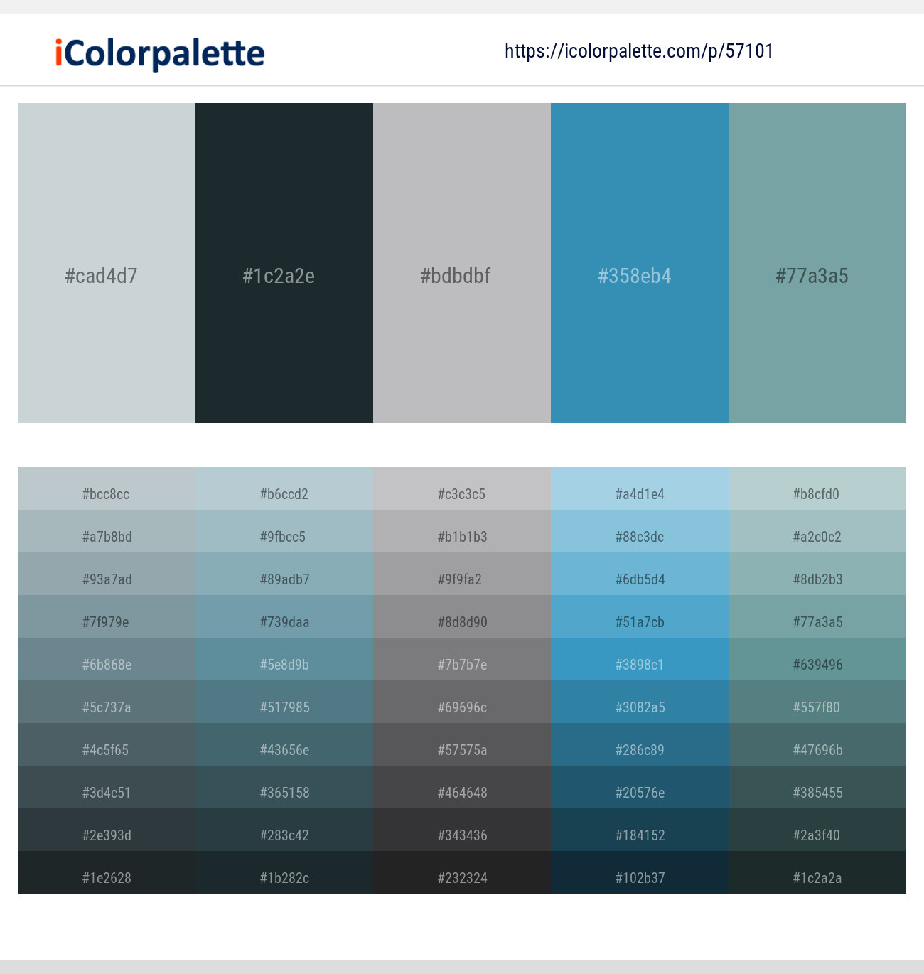 Tiara – Mirage – French Gray – Boston Blue – Gumbo Color scheme