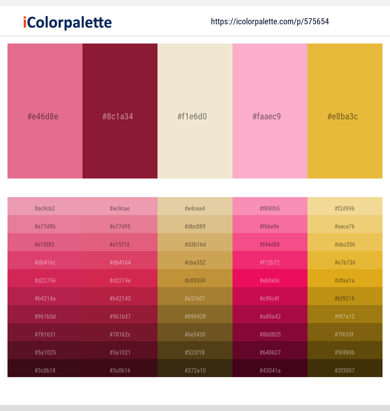 575654Deep Blush – Claret – Parchment – Lavender Pink – Tulip Tree Color scheme