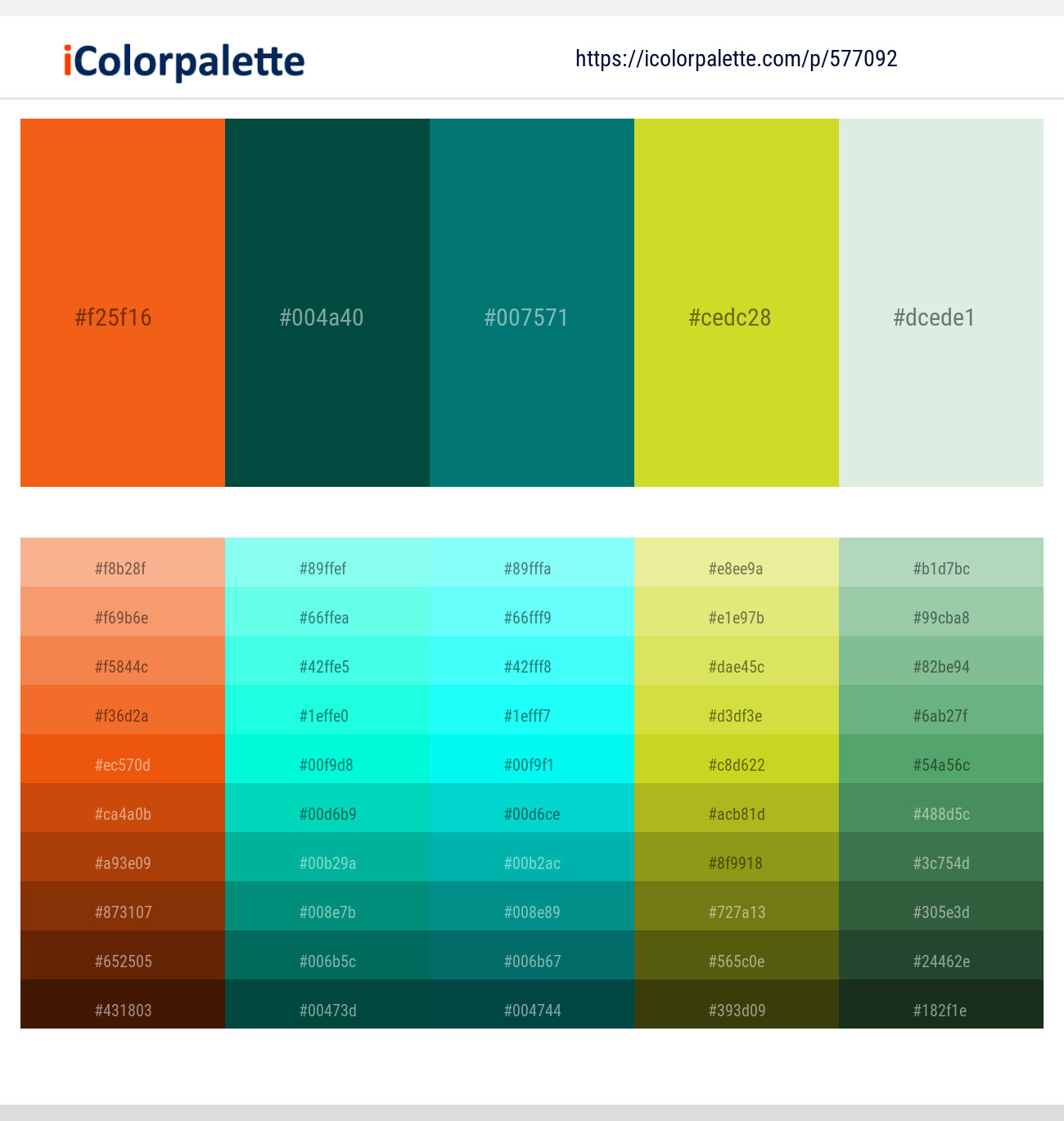 577092Flamingo – Aqua Deep – Pine Green – Pear – Harp Color scheme