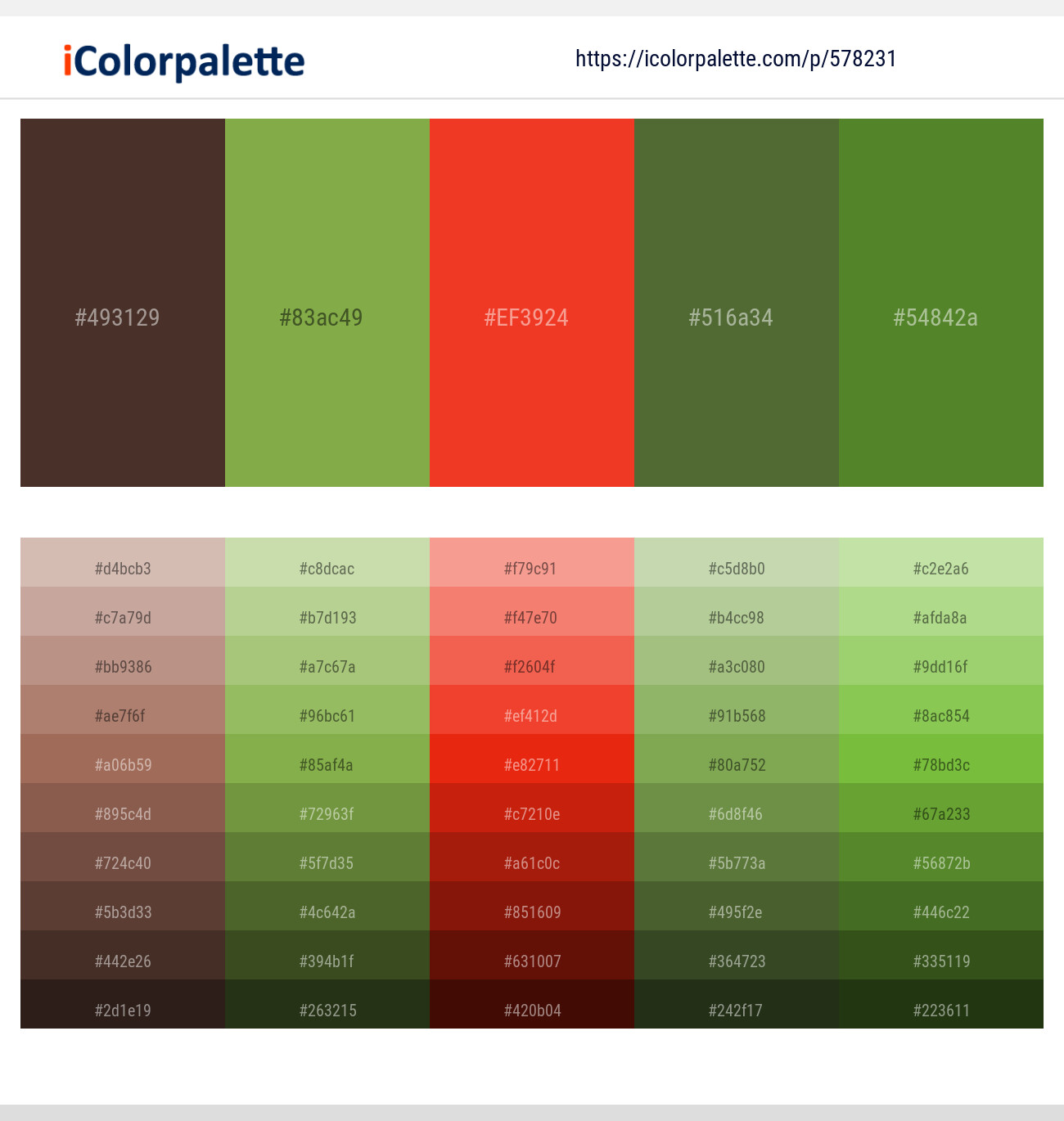 English Walnut – Sushi – Pomegranate – Chalet Green – Olive Drab Color scheme