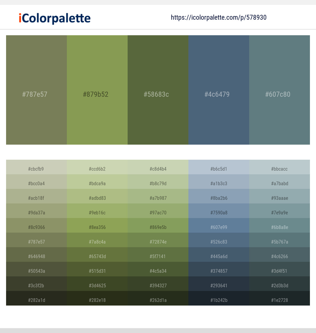 Flax Smoke – Asparagus – Chalet Green – Blue Bayoux – Nevada Color scheme