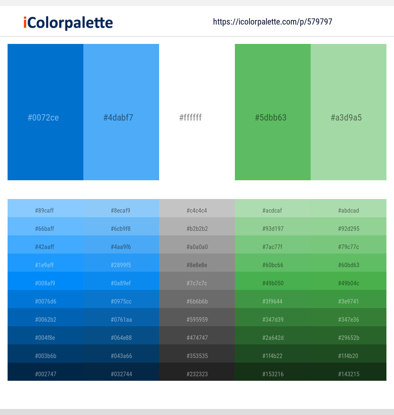 579797Science Blue – Picton Blue – White – Fern – Moss Green Color scheme