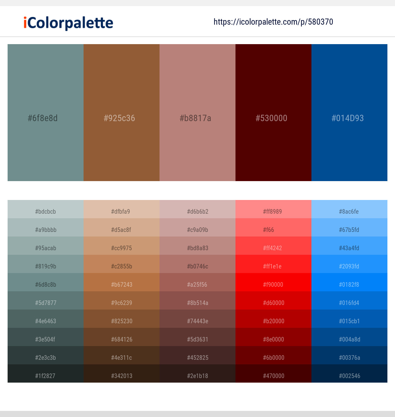 Juniper – Potters Clay – Brandy Rose – Rosewood – Congress Blue Color scheme