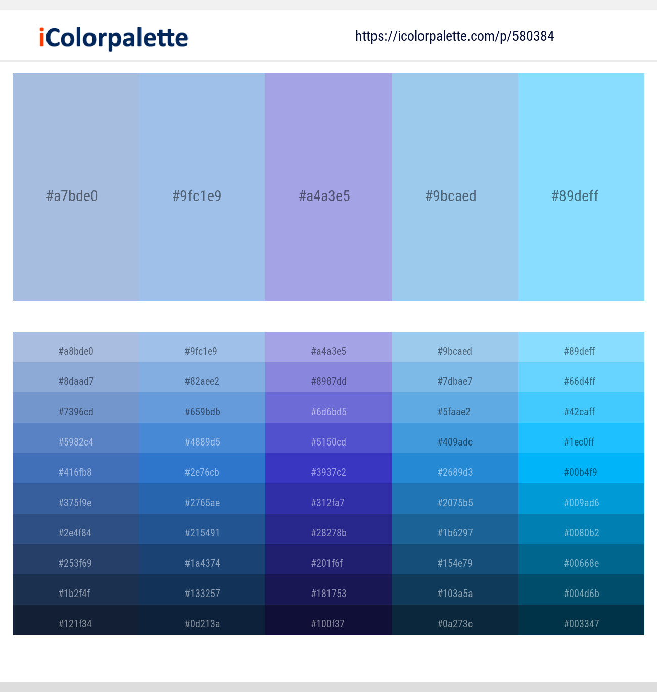 Regent St Blue – Cornflower – Dull Lavender – Cornflower – Anakiwa Color scheme