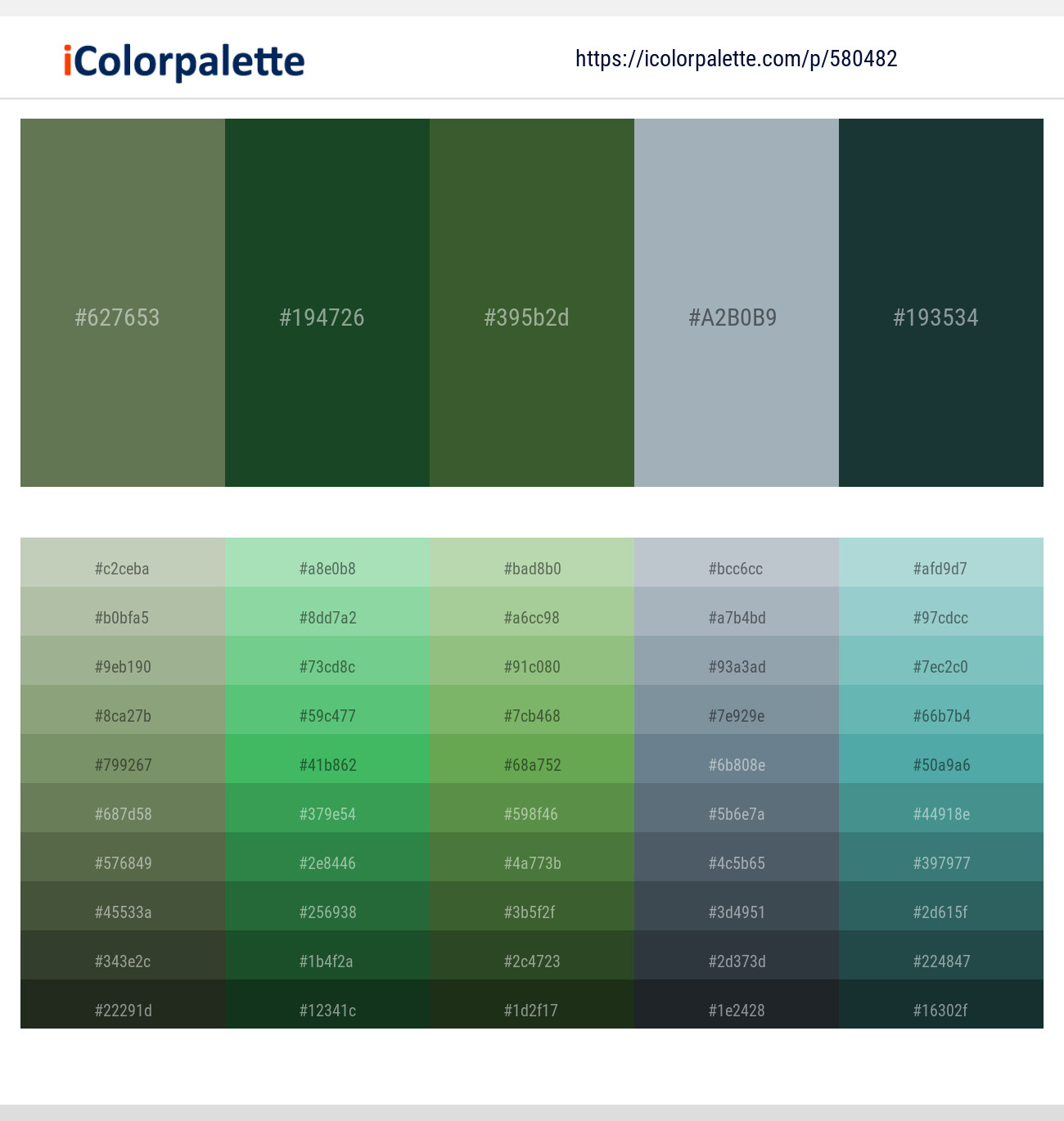 Willow Grove – Everglade – Woodland – Gull Gray – Timber Green Color scheme