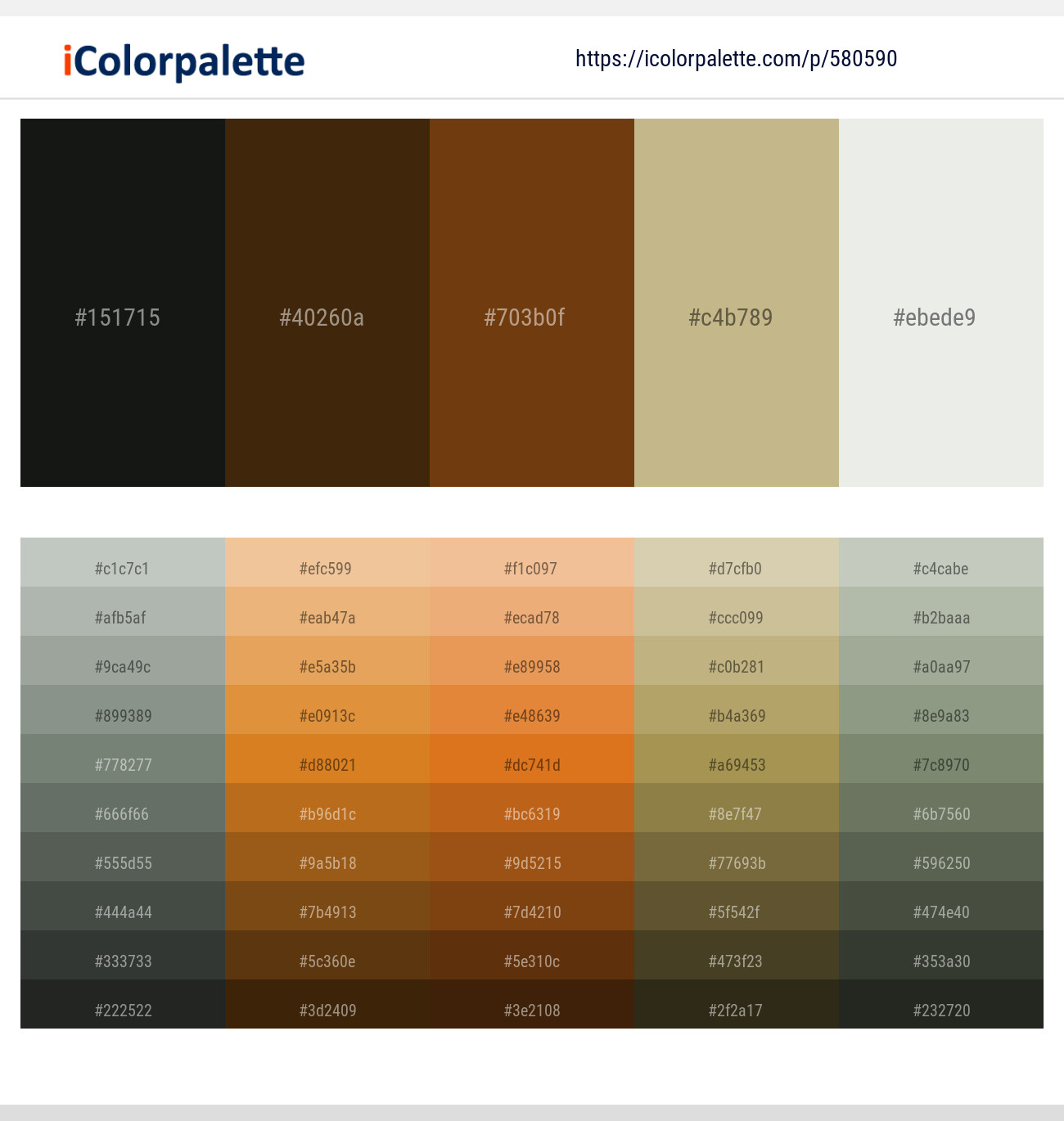 Heavy Metal – Bronze – Cafe Royale – Indian Khaki – Gray Nurse Color scheme