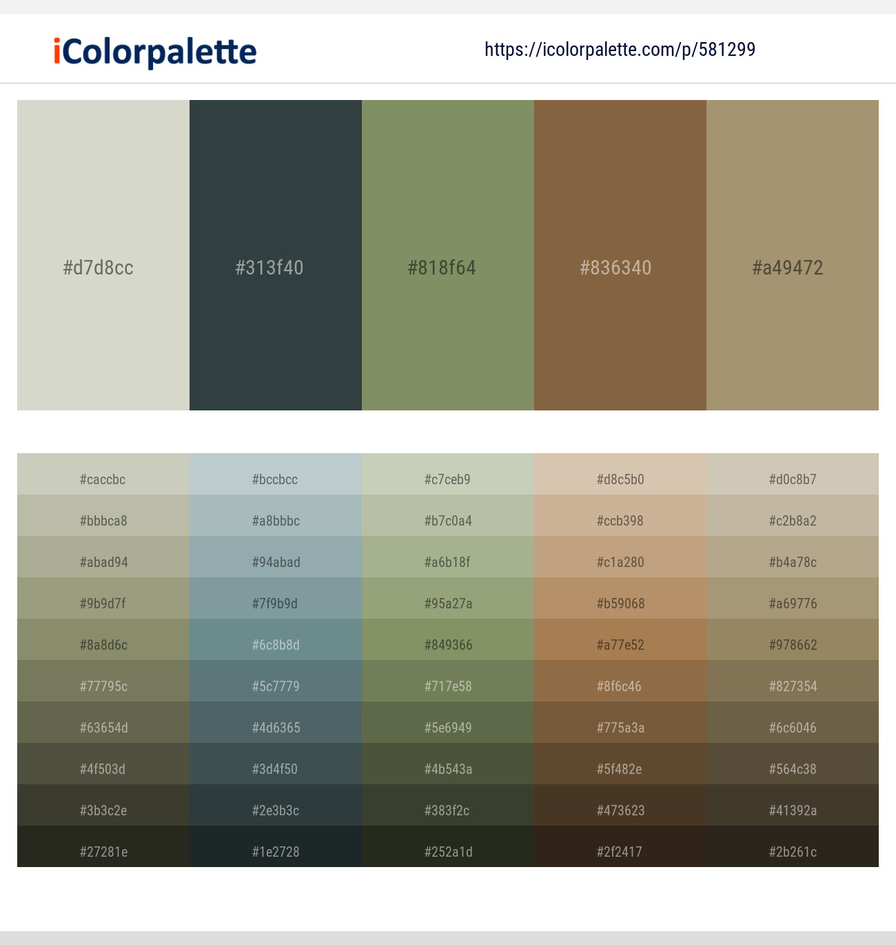 581299Celeste – Outer Space – Avocado – Spicy Mix – Donkey Brown Color scheme