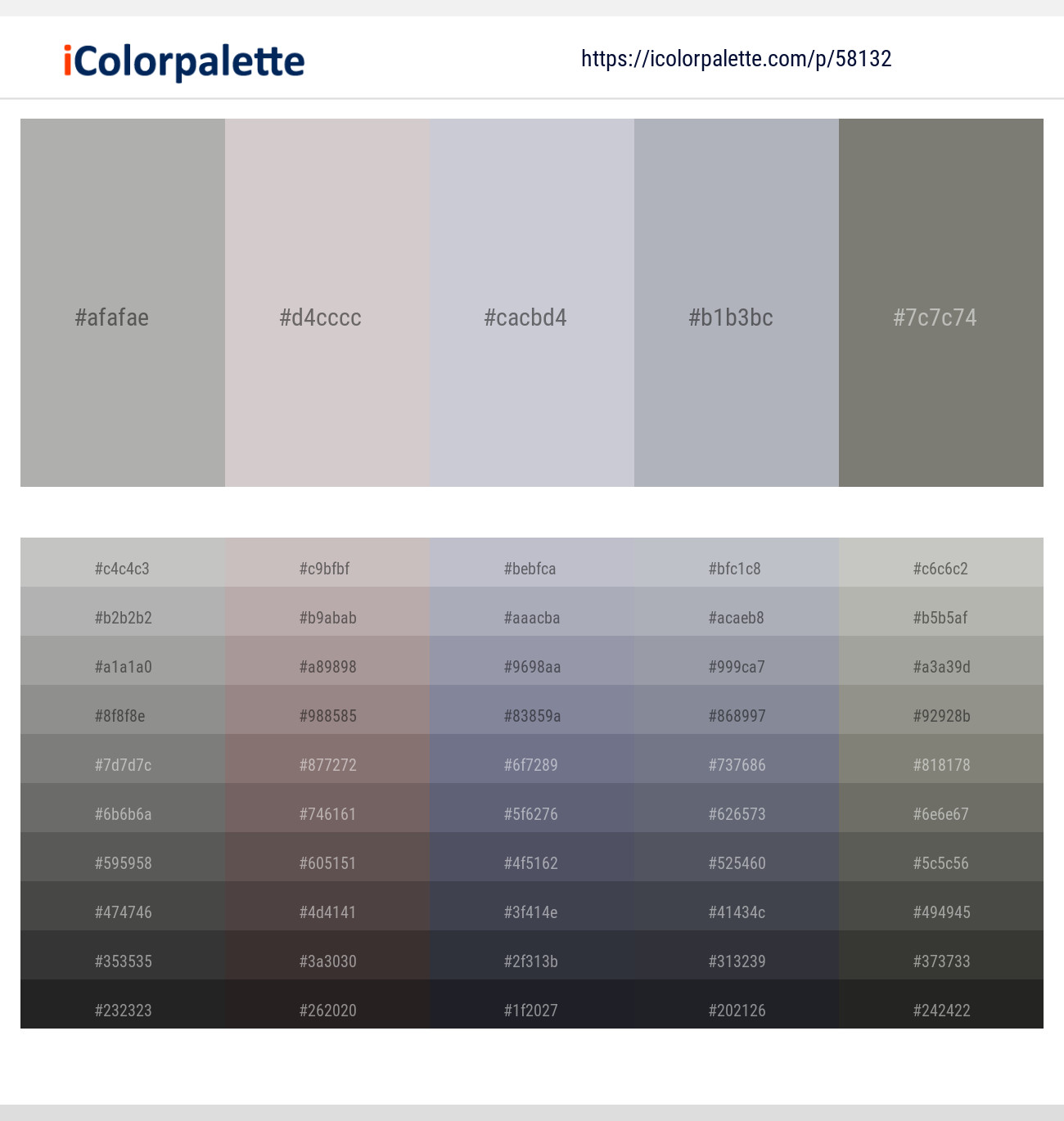 Delta – Swiss Coffee – Ghost – Bombay – Friar Gray Color scheme