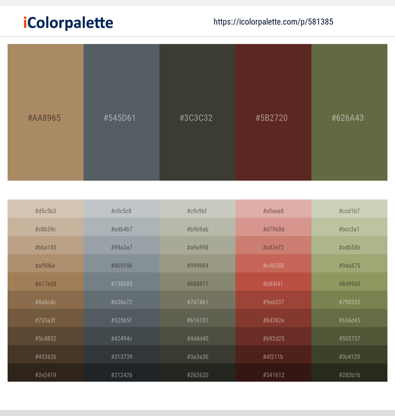 Barley Corn – Abbey – Armadillo – Cocoa Bean – Finch Color scheme
